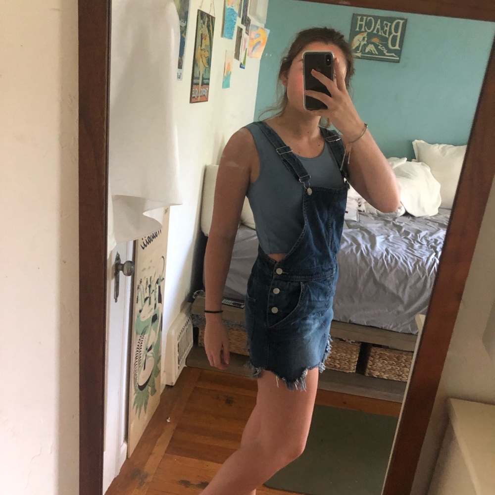 Free people denim skirt overalls. - Picture 2 of 4